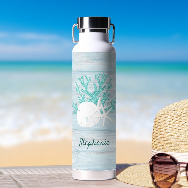 Personalised Beach Driftwood Starfish Sand Dollar Water Bottle (Creator Uploaded)