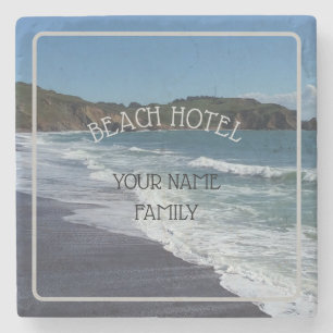 Personalised Beach Hotel Decor Stone Coaster