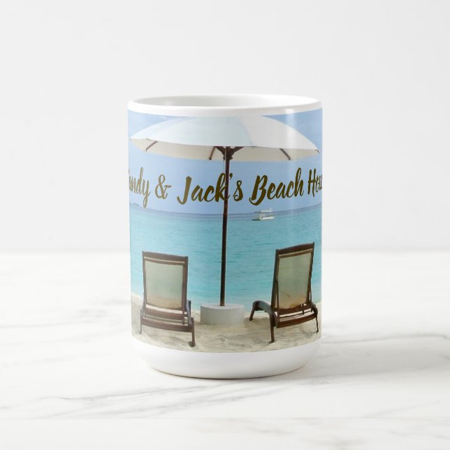 Personalised Beach House Chairs in Sand Coffee Mug (Center)