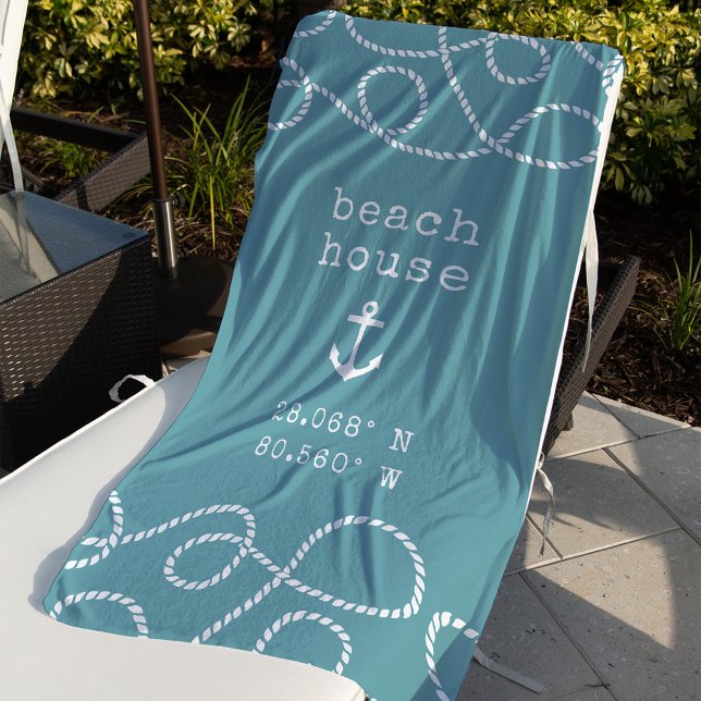 Personalised Beach House Coordinates Beach Towel (Creator Uploaded)