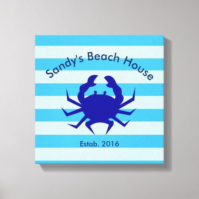 Personalised Beach House Nautical Canvas Wall Art (Front)