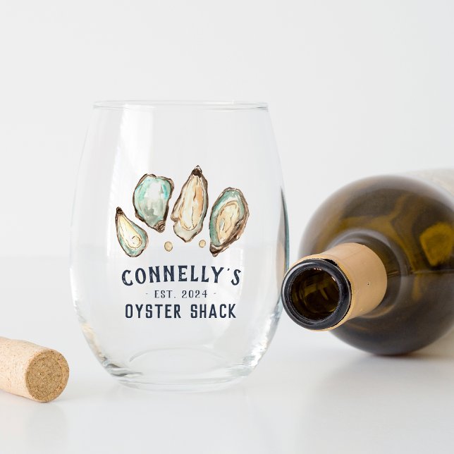 Personalised Beach House Oyster Shack Stemless Wine Glass (Creator Uploaded)