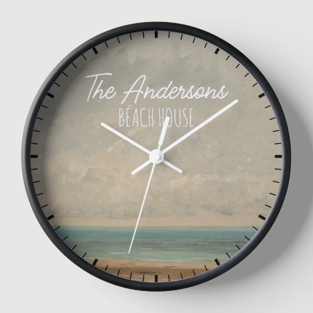 Personalised Beach House Seaside Wall Clock (Front)