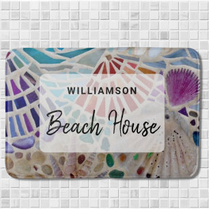 Personalised Beach House Shells Bath Mat