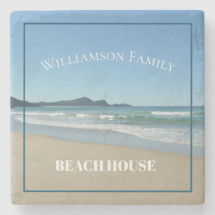 Personalised Beach House  Stone Coaster