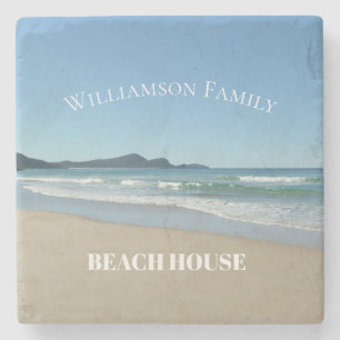 Personalised Beach House  Stone Coaster