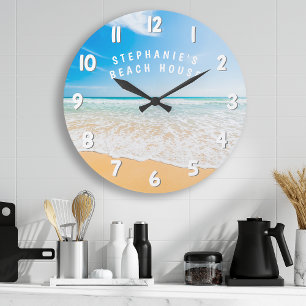 Personalised Beach House Tropical Beach Scene Large Clock