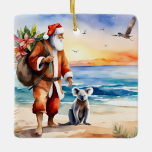 Personalised Beach Koala Bear Australian Christmas Ceramic Ornament