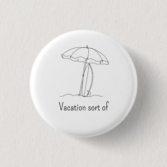 Personalised Beach Line Art Button | Vacation (Front)
