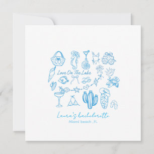 personalised beach Love On The Lake bachelorette Invitation