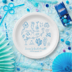 personalised beach Love On The Lake bachelorette Paper Plate