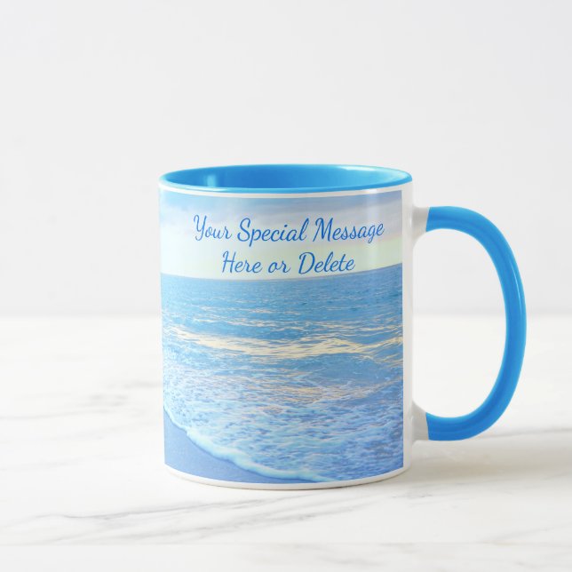 Personalised Beach Mugs with Gorgeous Beach Sunset (Right)
