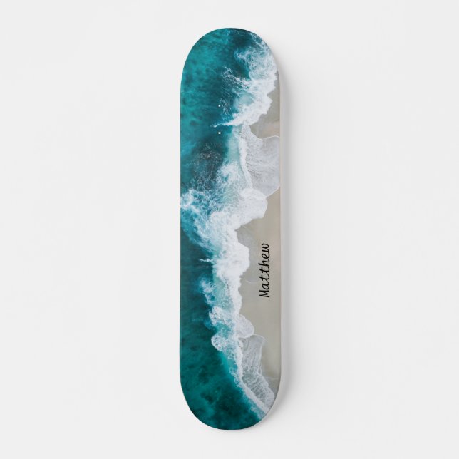 Personalised Beach Ocean Waves Skateboard (Front)