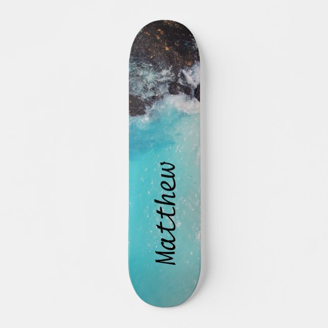 Personalised Beach Ocean Waves Skateboard (Front)