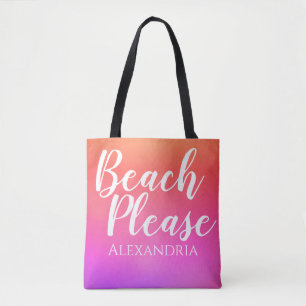 Personalised Beach Orange Pink Ombre Tote Bag