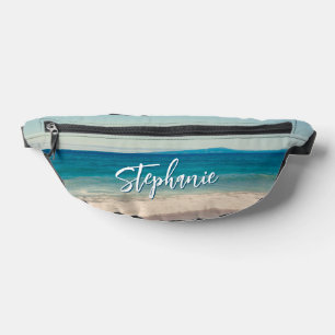 Personalised Beach Photo Ocean Blue Bum Bags