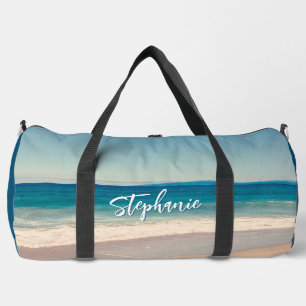 Personalised Beach Photo Ocean Blue Duffle Bag