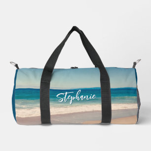 Personalised Beach Photo Ocean Blue Duffle Bag