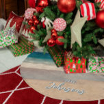 Personalised Beach Photo Ocean Blue Scenic Brushed Polyester Tree Skirt<br><div class="desc">A lovely vintage style photo of a beach in California on a Christmas tree skirt.
Customise with your family name to create your own custom personalised gift.
There are a lot of lovely modern calligraphy script styles to choose from.</div>