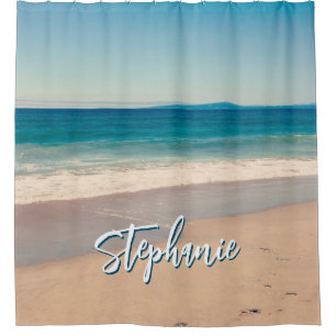 Personalised Beach Photo Ocean Blue Scenic Shower Curtain