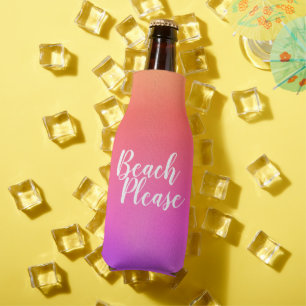 Personalised Beach Please Orange Hot Pink Ombre Bottle Cooler