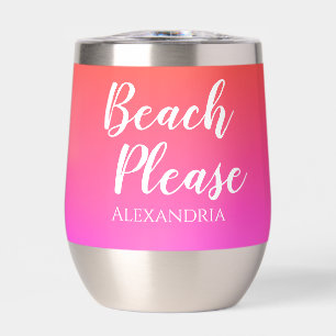Personalised Beach Please Orange Pink Ombre