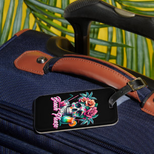 Personalised Beach Please Skull Luggage Tag