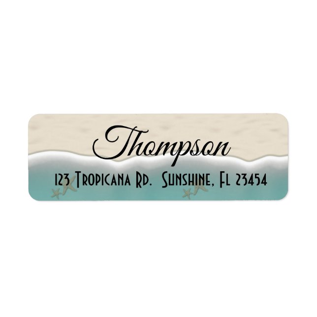 Personalised Beach Return Address Label (Front)