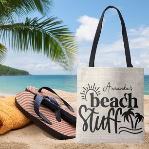 Personalised "Beach stuff" canvas look Tote Bag