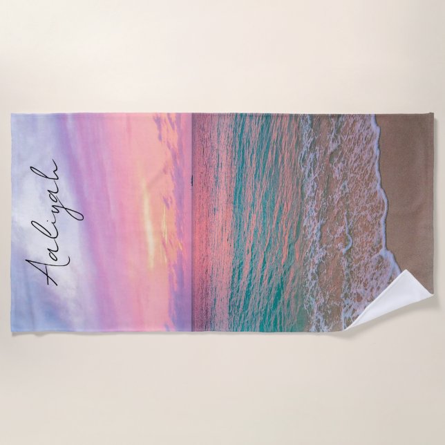 Personalised Beach Sunset Towel (Front)