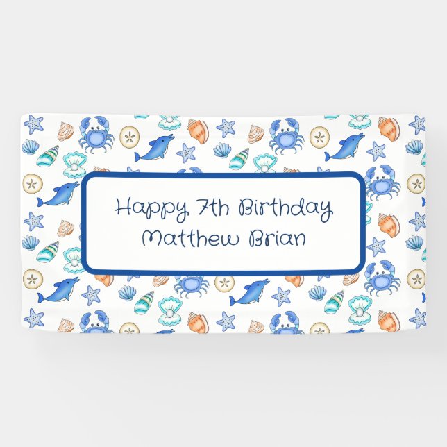 Personalised Beach Themed Birthday Banner (Horizontal)