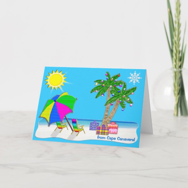 Personalised Beach Themed Christmas Cards (Front)