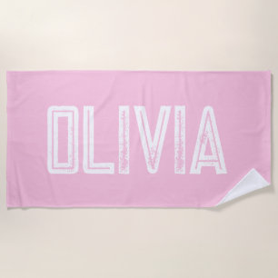 Personalised Beach Towel: Bold Font Custom Name Towel
