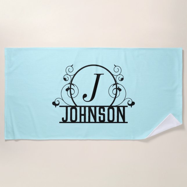 Personalised Beach Towel Custom Name Towel Blue (Front)