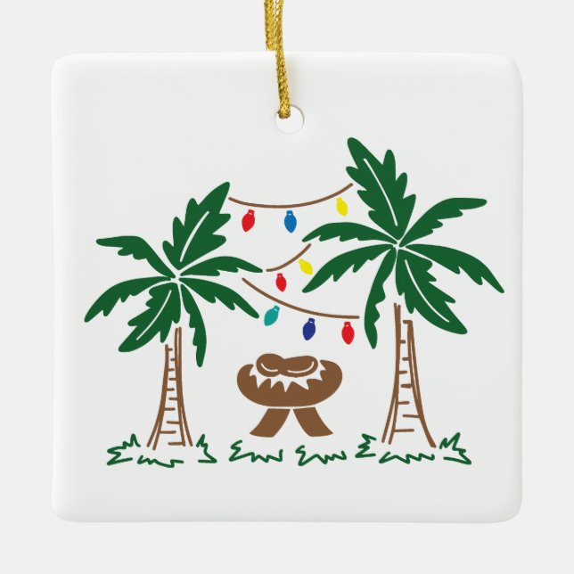 Personalised Beach/Tropical Nativity Ornament (Front)