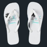 Personalised Beach Wedding Flip Flops<br><div class="desc">Custom Monogram Travel Wedding Flip Flops for Beach Weddings. Customise with your names, date, monogram, married last name initial and destination. A great welcome gift for your guests. Provide footwear for your guests for the beach ceremony. Matches the personalised wedding beach tote bag in our store which you can use...</div>