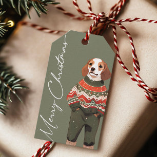 Personalised Beagle Dog Holiday Gift Tag