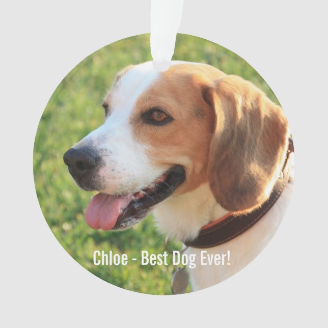 Personalised Beagle Dog Photo and Dog Name Ornament (Front)