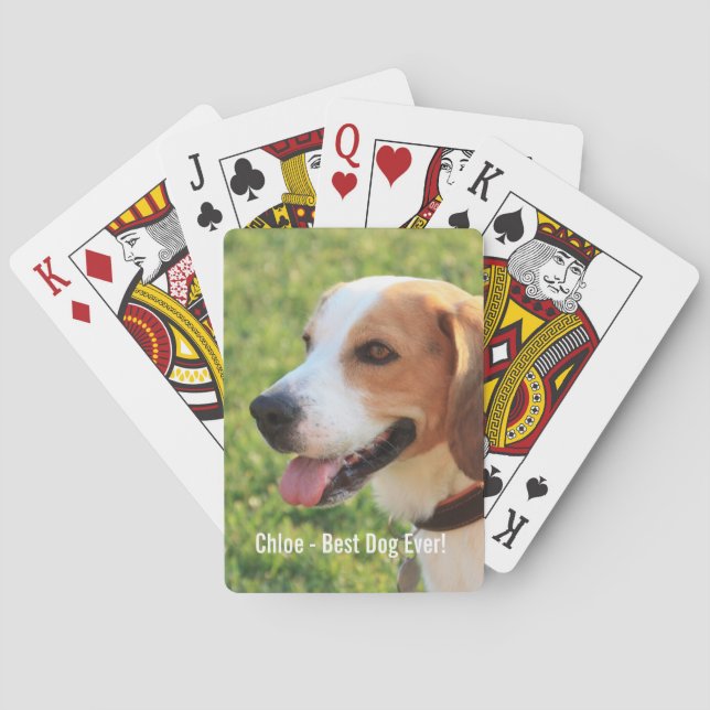 Personalised Beagle Dog Photo and Dog Name Playing Cards (Back)
