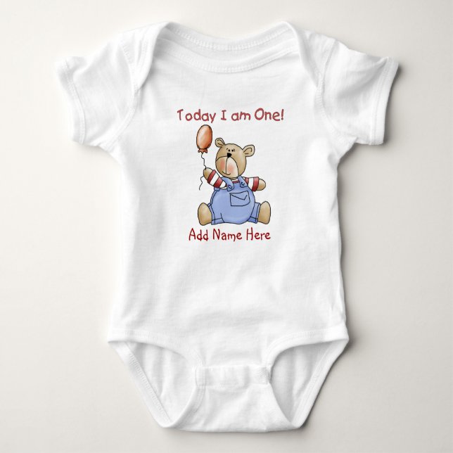 Personalised Bear 1st Birthday Bodysuit and Tshirt (Front)