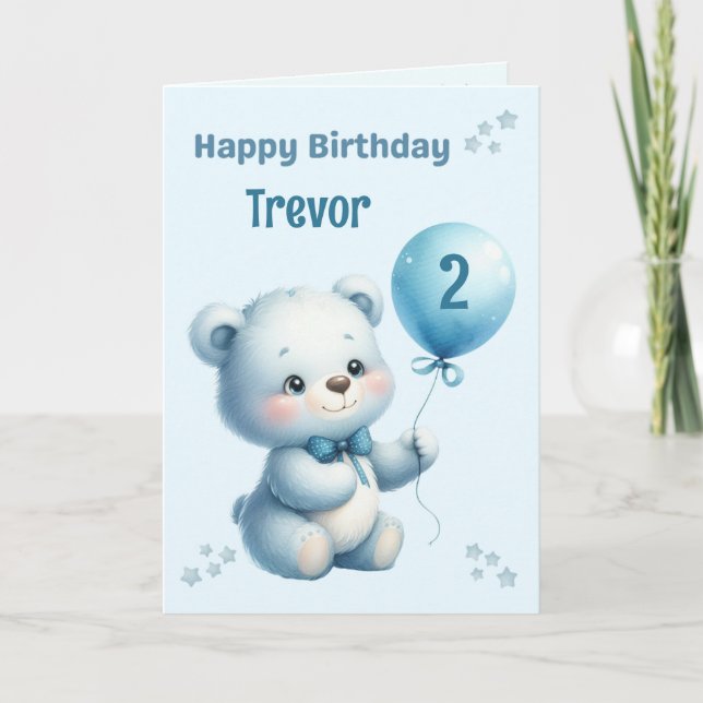 Personalised Bear Childs Birthday Card (Front)