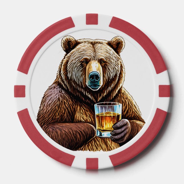 Personalised Bear Composite Poker Chips (Front)