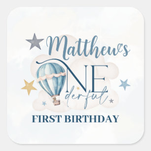 Personalised Bear in a Balloon Square Stickers