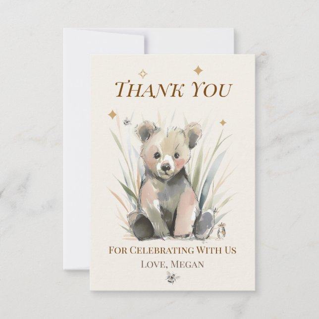 Personalised Bear Thank You Note Card (Front)