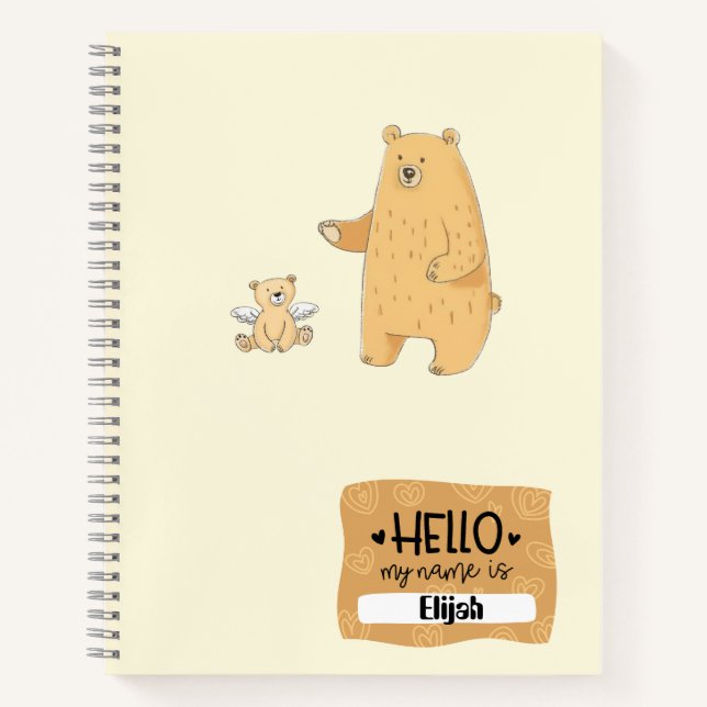 Personalised Bear-Themed Notebook – Back to School (Front)