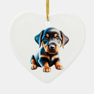 Personalised Beauceron Puppy Ceramic Tree Decoration