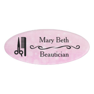 Personalised Beautician Beauty Salon Name Tags