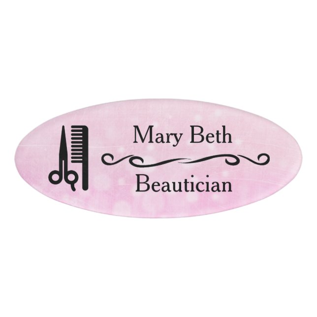 Personalised Beautician Beauty Salon Name Tags (Front)