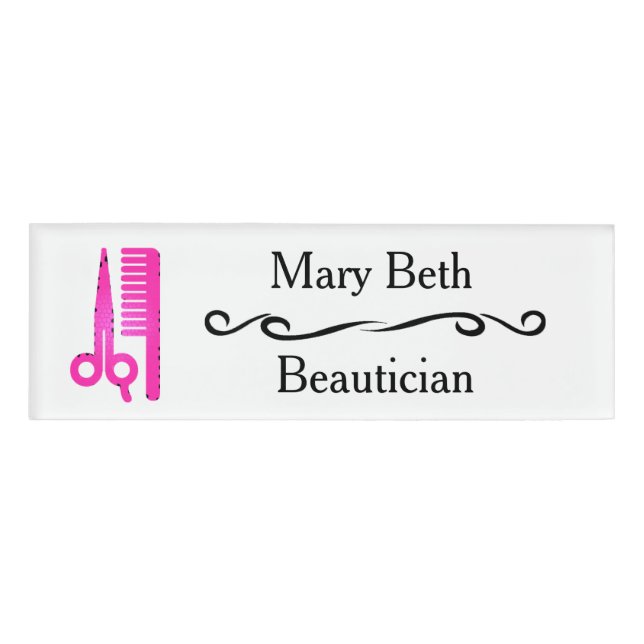 Personalised Beautician Beauty Salon Name Tags (Front)