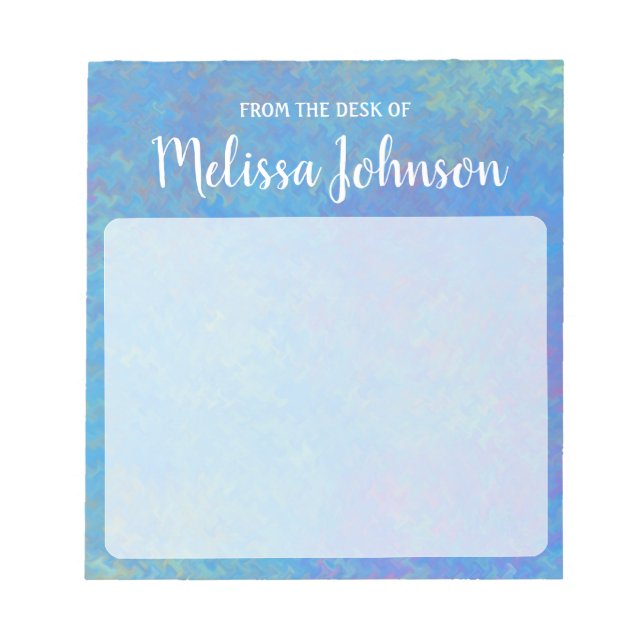 Personalised Beautiful Blue Marbling Notepad (Front)